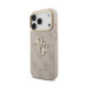 Rožinis dėklas Apple iPhone 18 Pro telefonui "Guess PU Leather 4G Metal Logo Gold Frame Case"