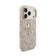 Rožinis dėklas Apple iPhone 18 Pro telefonui "Guess PU Leather 4G Metal Logo Gold Frame Case"