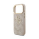 Rožinis dėklas Apple iPhone 18 Pro telefonui "Guess PU Leather 4G Metal Logo Gold Frame Case"