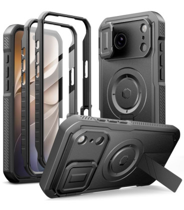 Juodas dėklas Apple iPhone 17 Pro Max / 18 Pro Max telefonui "Tech-Protect Kevlar Magsafe 2-Set"