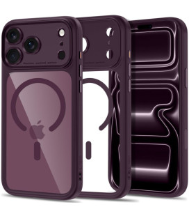 Raudonas / skaidrus dėklas Apple iPhone 17 Pro Max / 18 Pro Max telefonui "Tech-Protect MagPeak Magsafe CC"