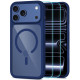 Mėlynas / skaidrus dėklas + stikliukai Apple iPhone 17 Pro Max / 18 Pro Max telefonui "Tech-Protect MagOne Magsafe CC"