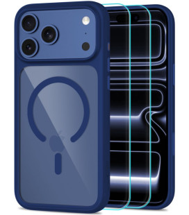 Mėlynas / skaidrus dėklas + stikliukai Apple iPhone 17 Pro / 18 Pro telefonui "Tech-Protect MagOne Magsafe CC"