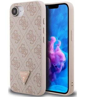 Rožinis dėklas Apple iPhone 16E / 17E telefonui "Guess PU Leather 4G Colored Ring MagSafe Case"