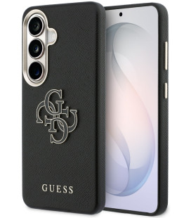 Juodas dėklas Samsung Galaxy S26 Plus telefonui "Guess PU Grained 4G Resin Metal Logo Case"