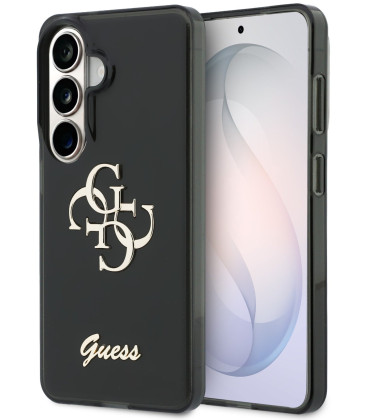 Juodas dėklas Samsung Galaxy S26 telefonui "Guess IML 4G Script Metal Logo Case"