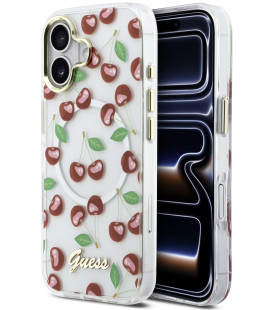 Dėklas Apple iPhone 17 telefonui "Guess IML Glitter Cherry MagSafe Case"