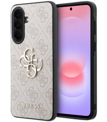 Rožinis dėklas Samsung Galaxy A37 telefonui "Guess PU 4G Metal Logo Case"