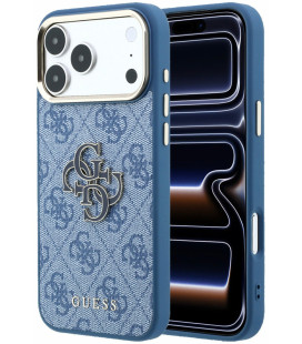 Mėlynas dėklas Apple iPhone 18 Pro telefonui "Guess PU 4G Resin Metal Logo Case"