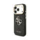 Juodas dėklas Apple iPhone 18 Pro telefonui "Guess PU Leather 4G Metal Logo Gold Frame Case"