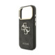 Juodas dėklas Apple iPhone 18 Pro telefonui "Guess PU Leather 4G Metal Logo Gold Frame Case"