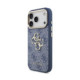 Mėlynas dėklas Apple iPhone 18 Pro telefonui "Guess PU Leather 4G Metal Logo Gold Frame Case"