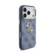 Mėlynas dėklas Apple iPhone 18 Pro telefonui "Guess PU Leather 4G Metal Logo Gold Frame Case"