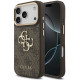 Rudas dėklas Apple iPhone 18 Pro telefonui "Guess PU Leather 4G Metal Logo Gold Frame Case"