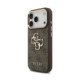 Rudas dėklas Apple iPhone 18 Pro telefonui "Guess PU Leather 4G Metal Logo Gold Frame Case"