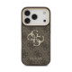 Rudas dėklas Apple iPhone 18 Pro telefonui "Guess PU Leather 4G Metal Logo Gold Frame Case"