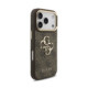 Rudas dėklas Apple iPhone 18 Pro telefonui "Guess PU Leather 4G Metal Logo Gold Frame Case"