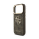 Rudas dėklas Apple iPhone 18 Pro telefonui "Guess PU Leather 4G Metal Logo Gold Frame Case"