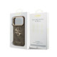 Rudas dėklas Apple iPhone 18 Pro telefonui "Guess PU Leather 4G Metal Logo Gold Frame Case"