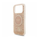 Rožinis dėklas Apple iPhone 18 Pro telefonui "Guess IML Flowers Allover Strap MagSafe Case"