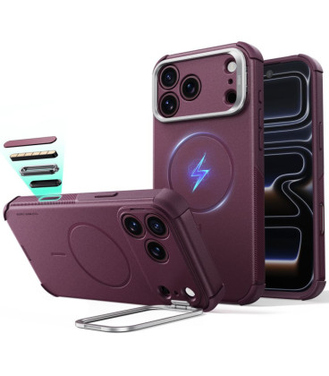 Raudonas dėklas Apple iPhone 17 Pro / 18 Pro telefonui "ESR Cyber Tough Kickstand Magsafe"