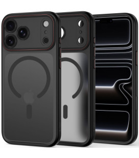 Matinis juodas / raudonas dėklas Apple iPhone 17 Pro Max / 18 Pro Max telefonui "Tech-Protect MagCam Magsafe"