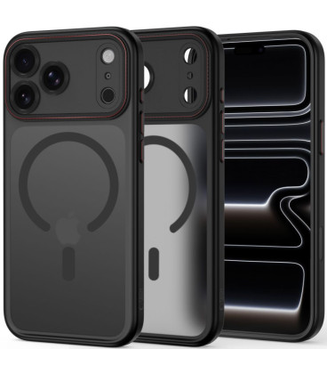 Matinis juodas / raudonas dėklas Apple iPhone 17 Pro Max / 18 Pro Max telefonui "Tech-Protect MagCam Magsafe"