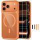 Oranžinis / skaidrus dėklas + stikliukai Apple iPhone 17 Pro / 18 Pro telefonui "Tech-Protect MagOne Magsafe CC"
