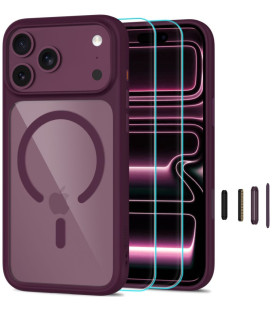 Raudonas / skaidrus dėklas + stikliukai Apple iPhone 17 Pro / 18 Pro telefonui "Tech-Protect MagOne Magsafe CC"