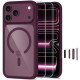 Raudonas / skaidrus dėklas + stikliukai Apple iPhone 17 Pro Max / 18 Pro Max telefonui "Tech-Protect MagOne Magsafe CC"