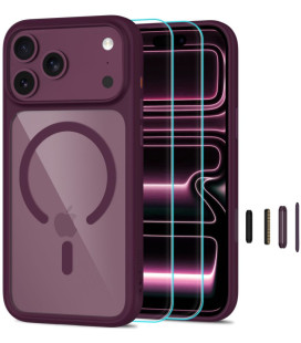 Raudonas / skaidrus dėklas + stikliukai Apple iPhone 17 Pro Max / 18 Pro Max telefonui "Tech-Protect MagOne Magsafe CC"