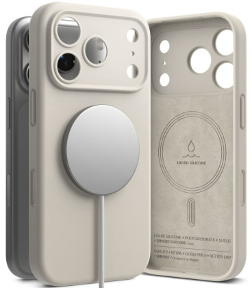Pilkas dėklas Apple iPhone 17 Pro / 18 Pro telefonui "Ringke Silicone Magnetic Magsafe"