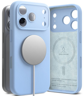 Šviesiai mėlynas dėklas Apple iPhone 17 Pro / 18 Pro telefonui "Ringke Silicone Magnetic Magsafe"