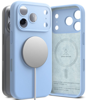Šviesiai mėlynas dėklas Apple iPhone 17 Pro / 18 Pro telefonui "Ringke Silicone Magnetic Magsafe"