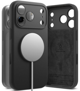 Juodas dėklas Apple iPhone 17 Pro / 18 Pro telefonui "Ringke Silicone Magnetic Magsafe"