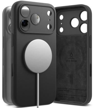 Juodas dėklas Apple iPhone 17 Pro / 18 Pro telefonui "Ringke Silicone Magnetic Magsafe"