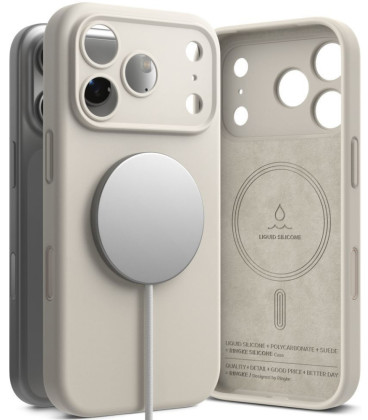 Pilkas dėklas Apple iPhone 17 Pro Max / 18 Pro Max telefonui "Ringke Silicone Magnetic Magsafe"