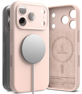 Rožinis / smėlio spalvos dėklas Apple iPhone 17 Pro Max / 18 Pro Max telefonui "Ringke Silicone Magnetic Magsafe"