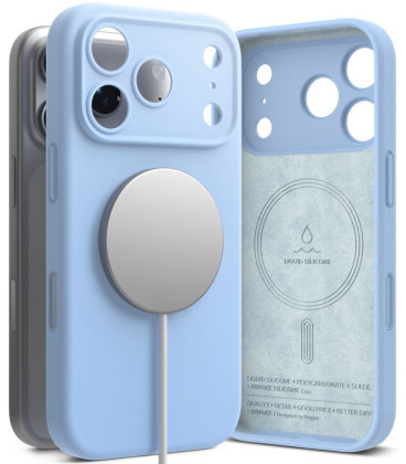 Šviesiai mėlynas dėklas Apple iPhone 17 Pro Max / 18 Pro Max telefonui "Ringke Silicone Magnetic Magsafe"