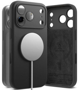 Juodas dėklas Apple iPhone 17 Pro Max / 18 Pro Max telefonui "Ringke Silicone Magnetic Magsafe"