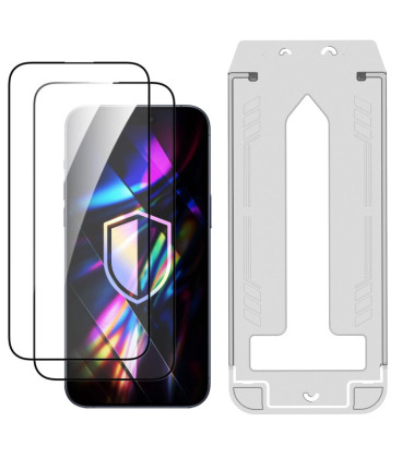 LCD apsauginis stikliukas (2 vnt.) su aplikatoriumi 3mk Hardy Hardura 9H Apple iPhone 17 Pro Max/18 Pro Max juodas