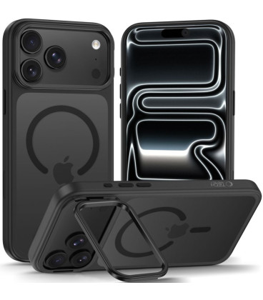 Matinis juodas dėklas Apple iPhone 17 Pro / 18 Pro telefonui "Tech-Protect MagStand Magsafe CC"