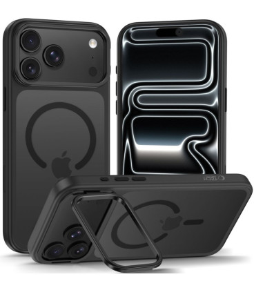 Matinis juodas dėklas Apple iPhone 17 Pro Max / 18 Pro Max telefonui "Tech-Protect MagStand Magsafe CC"