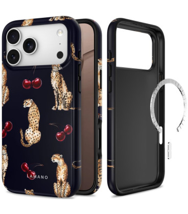 Dėklas Apple iPhone 17 Pro Max / 18 Pro Max telefonui "Tech-Protect Lamano Magsafe Midnight Cherry"