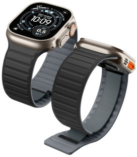 Juoda / pilka apyrankė Apple Watch 8 / 9 / 10 / 11 / 12 / SE / Ultra (44 / 45 / 46 / 49 mm) laikrodžiui "Spigen Athlex Air M"
