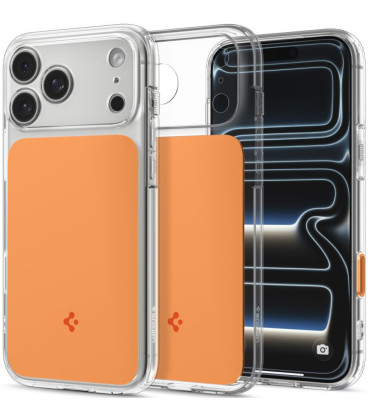 Oranžinis / skaidrus dėklas Apple iPhone 17 Pro Max / 18 Pro Max telefonui "Spigen Ultra Hybrid T Magsafe"