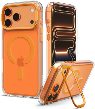 Skaidrus (oranžinis) dėklas Apple iPhone 17 Pro Max / 18 Pro Max telefonui "Spigen Ultra Hybrid Optik S Magsafe"