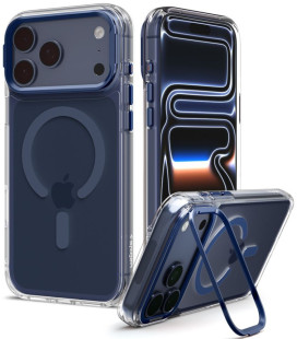 Skaidrus (mėlynas) dėklas Apple iPhone 17 Pro Max / 18 Pro Max telefonui "Spigen Ultra Hybrid Optik S Magsafe"