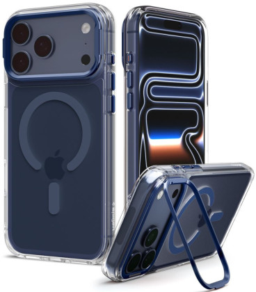 Skaidrus (mėlynas) dėklas Apple iPhone 17 Pro Max / 18 Pro Max telefonui "Spigen Ultra Hybrid Optik S Magsafe"