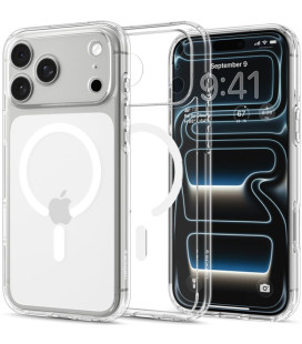Skaidrus (baltas) dėklas Apple iPhone 17 Pro Max / 18 Pro Max telefonui "Spigen Ultra Hybrid Magsafe"